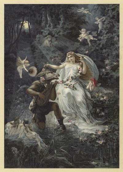 Illustrasjon for A Midsummer Nights Dream (chromolitho) av Julius Hoeppner