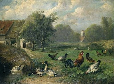 And og fjærfe ved en dam av Julius Scheuerrer