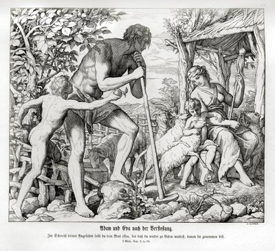 Adam og Eva etter deres eksil fra Eden, 1. Mosebok av Julius Schnorr von Carolsfeld