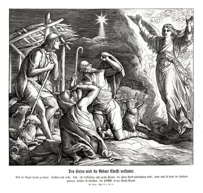En engel viser seg for hyrdene, Lukasevangeliet av Julius Schnorr von Carolsfeld