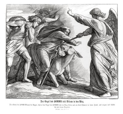 Bileam møter Herrens engel, 4. Mosebok av Julius Schnorr von Carolsfeld
