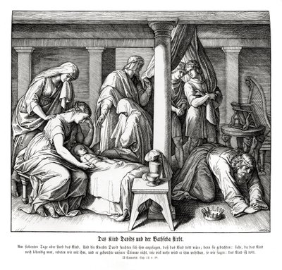 David og Batsebas barn dør, 2. Samuel av Julius Schnorr von Carolsfeld