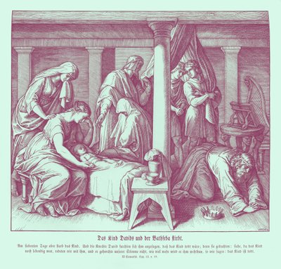 David og Batsebas barn dør, 2. Samuel av Julius Schnorr von Carolsfeld