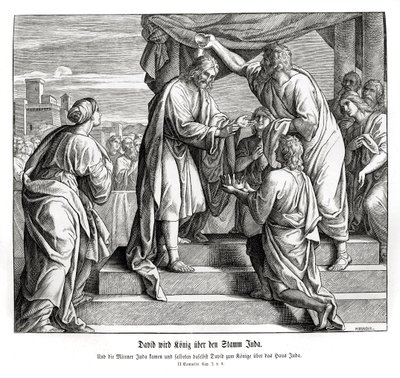 David becomes king of Judah, 2 Samuel av Julius Schnorr von Carolsfeld
