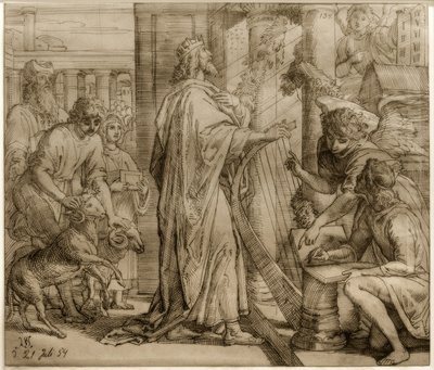 Salmisten David - Tilbedelse av Julius Schnorr von Carolsfeld