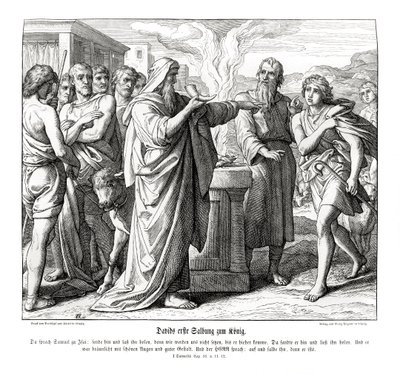David er salvet til Israels konge av Julius Schnorr von Carolsfeld