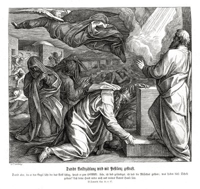 David blir straffet for å ha nummerert folket, 2. Samuel av Julius Schnorr von Carolsfeld