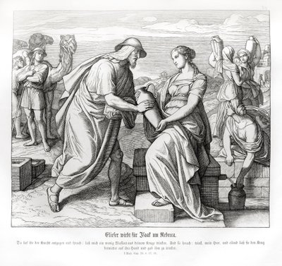 Eliezer og Rebecca ved brønnen, 1. Mosebok av Julius Schnorr von Carolsfeld