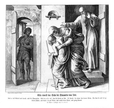 Elisja gjenoppstår den sunnimittiske sønnen, 2. Kongebok av Julius Schnorr von Carolsfeld