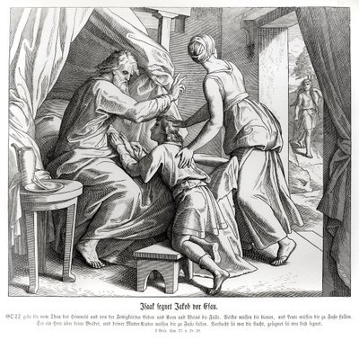 Isak velsigner Jakob i Esaus sted, 1. Mosebok av Julius Schnorr von Carolsfeld