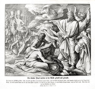 Israelittene får mat i ørkenen, Exodus av Julius Schnorr von Carolsfeld