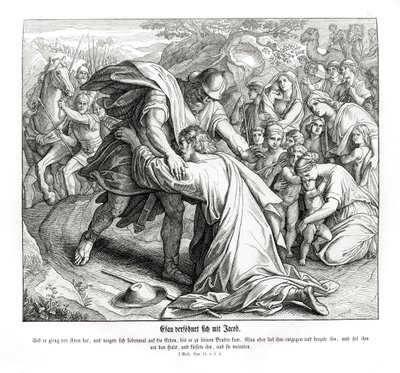 Jakob og Esau er forsonet, 1. Mosebok av Julius Schnorr von Carolsfeld