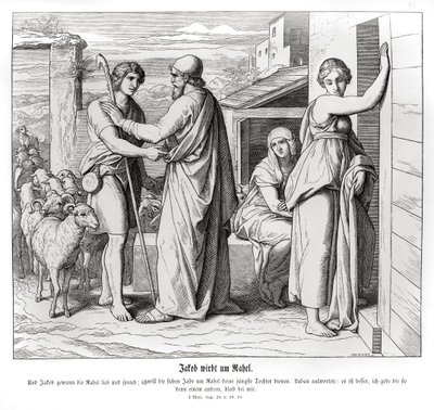 Jakob ber Laban om Rakel som sin kone, 1. Mosebok av Julius Schnorr von Carolsfeld
