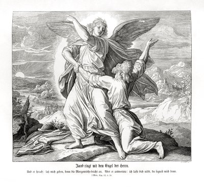 Jakob bryter med engelen, 1. Mosebok av Julius Schnorr von Carolsfeld