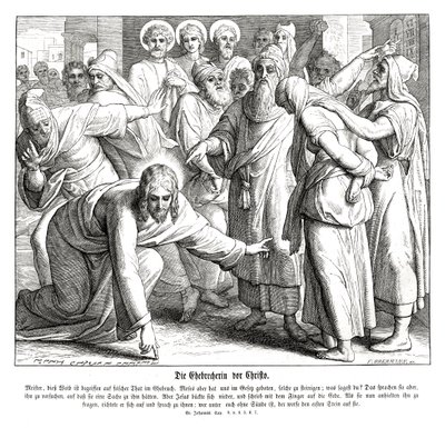 Jesus og den utro kvinnen, Johannesevangeliet av Julius Schnorr von Carolsfeld