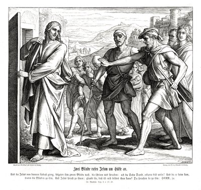 Jesus og de blinde, Matteusevangeliet av Julius Schnorr von Carolsfeld