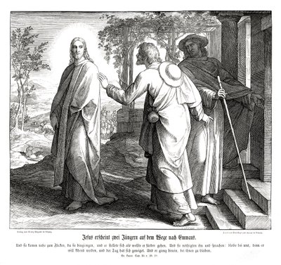 Jesus appears to two disciples, Gospel of Luke av Julius Schnorr von Carolsfeld