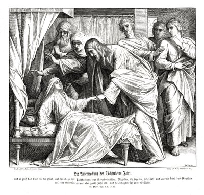 Jesus vekker den lille jenta, Markusevangeliet av Julius Schnorr von Carolsfeld