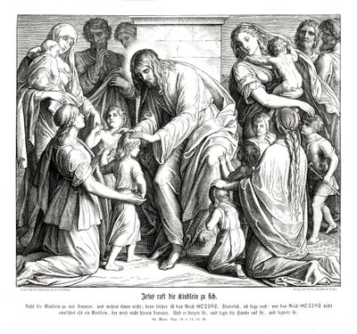 Jesus kaller barna til seg, Markusevangeliet av Julius Schnorr von Carolsfeld