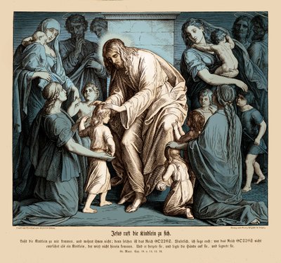 Jesus calls the children to him, Gospel of Mark av Julius Schnorr von Carolsfeld
