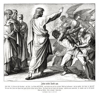 Jesus driver ut demonene, Matteusevangeliet av Julius Schnorr von Carolsfeld