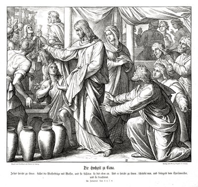 Jesus forvandler vann til vin, Johannesevangeliet av Julius Schnorr von Carolsfeld