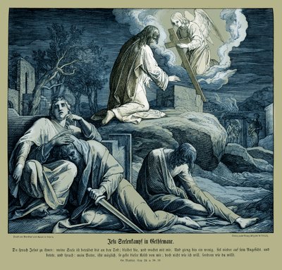 Jesus in the Garden of Gethsemane, Gospel of Matthew av Julius Schnorr von Carolsfeld