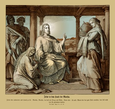Jesus i huset til Marta, Lukasevangeliet av Julius Schnorr von Carolsfeld