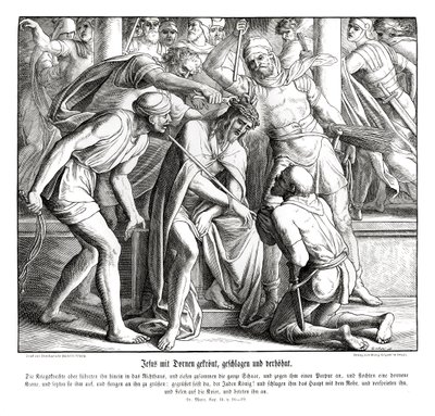 Jesus får en tornekrone, Markusevangeliet av Julius Schnorr von Carolsfeld