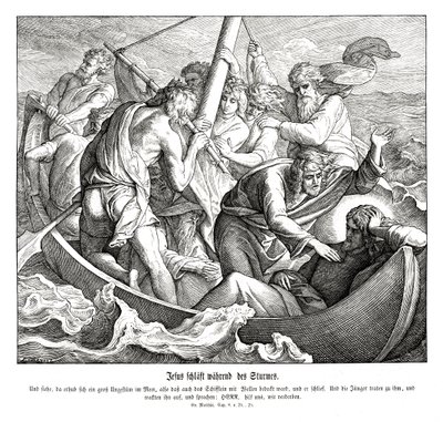 Jesus sover under stormen, Matteusevangeliet av Julius Schnorr von Carolsfeld