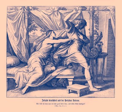 Josef nekter å ligge med Potifar, 1. Mosebok av Julius Schnorr von Carolsfeld