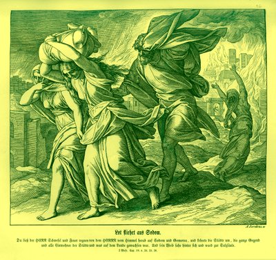 Lot and his family flee from Sodom, Genesis av Julius Schnorr von Carolsfeld