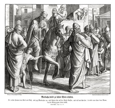 Mordekai blir hedret av kongen, Ester av Julius Schnorr von Carolsfeld