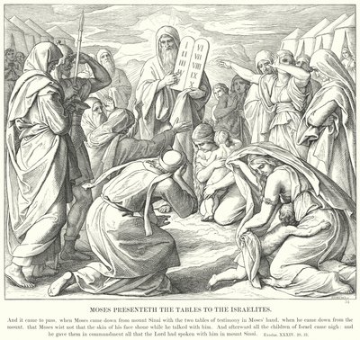 Moses presenterer tabellene for israelittene av Julius Schnorr von Carolsfeld