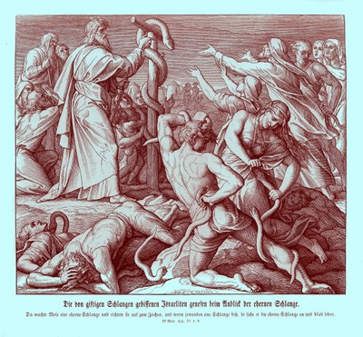 Moses og messingslangen, 4. Mosebok av Julius Schnorr von Carolsfeld