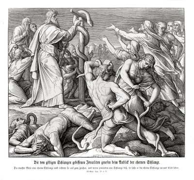 Moses og messingslangen, 4. Mosebok av Julius Schnorr von Carolsfeld