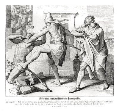 Moses hevner mishandling av sine brødre, Exodus av Julius Schnorr von Carolsfeld
