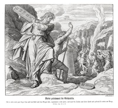 Moses breaks the commandment tablets, Exodus av Julius Schnorr von Carolsfeld