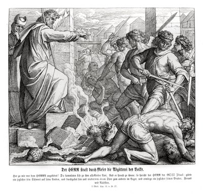 Moses straffer folket for deres avgudsdyrkelse, Exodus av Julius Schnorr von Carolsfeld
