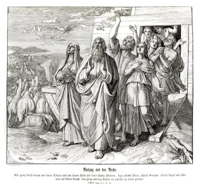 Noah og familien hans etter flommen, 1. Mosebok av Julius Schnorr von Carolsfeld