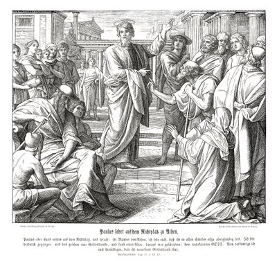 Paulus forkynner i Athen, Apostlenes gjerninger av Julius Schnorr von Carolsfeld