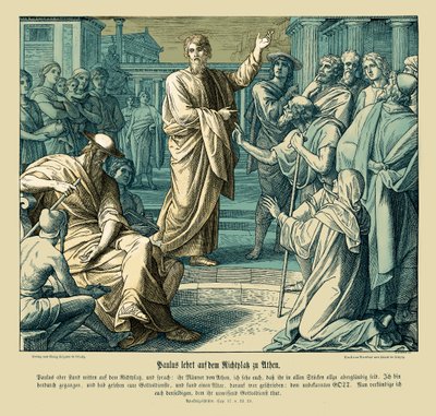 Paulus forkynner i Athen, Apostlenes gjerninger av Julius Schnorr von Carolsfeld