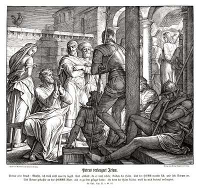 Peter fornekter Jesus, Lukasevangeliet av Julius Schnorr von Carolsfeld