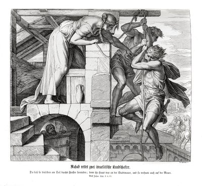 Rahab redder to israelittiske menn, Joshua av Julius Schnorr von Carolsfeld