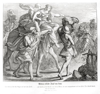 Rebecca sees Isaac from afar, Genesis av Julius Schnorr von Carolsfeld