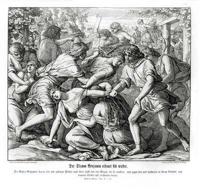 Benjamins sønner og Silos døtre, dommere av Julius Schnorr von Carolsfeld