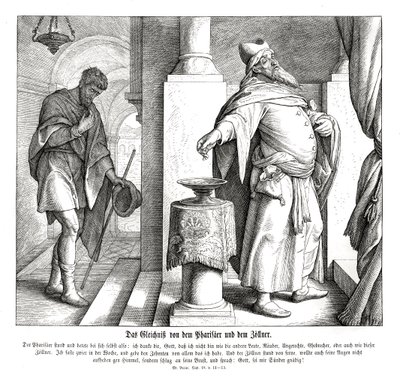 Fariseeren og tolleren, Lukasevangeliet av Julius Schnorr von Carolsfeld