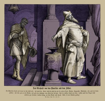The Pharisee and the publican, Gospel of Luke av Julius Schnorr von Carolsfeld