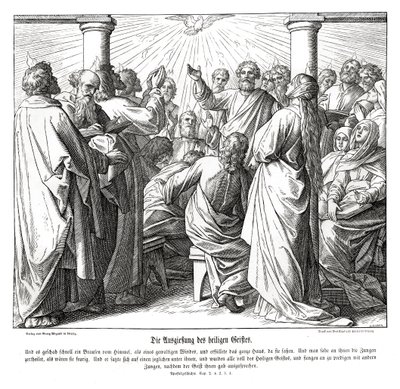 Apostlene er fylt av den hellige ånd, Apg av Julius Schnorr von Carolsfeld