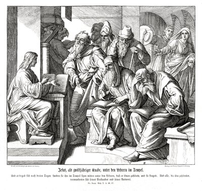 The child Jesus in the temple, Gospel of Luke av Julius Schnorr von Carolsfeld